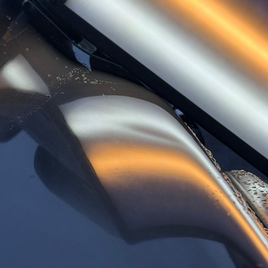 Fender dent before PDR repair