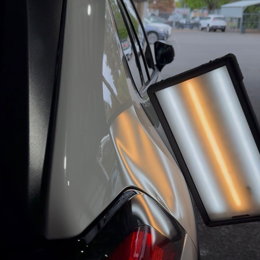 Quarter panel dent before PDR repair